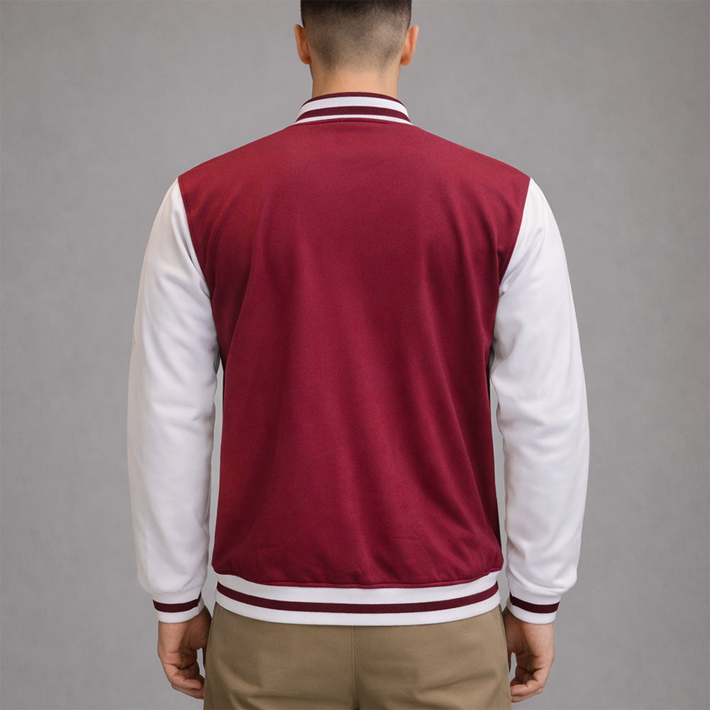 FIREOX MEN Baseball Jacket , White Maroon, 2025