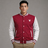 FIREOX MEN Baseball Jacket , White Maroon, 2025
