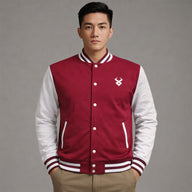 FIREOX MEN Baseball Jacket , White Maroon, 2025