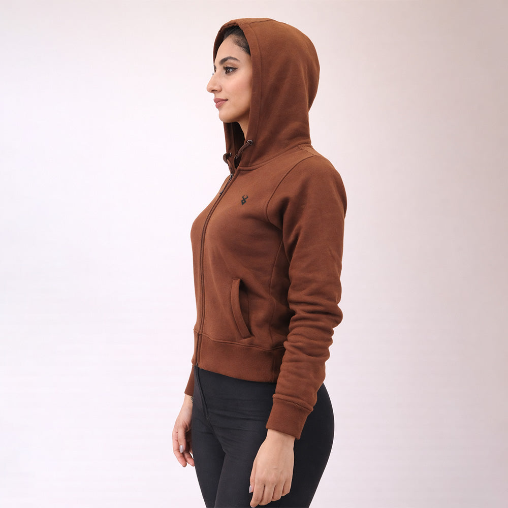 FIREOX Women Zipper Jacket, Brown, 2025