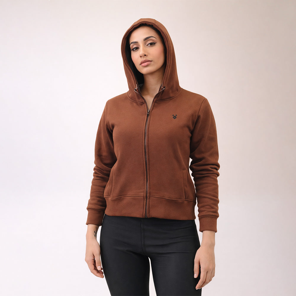 FIREOX Women Zipper Jacket, Brown, 2025
