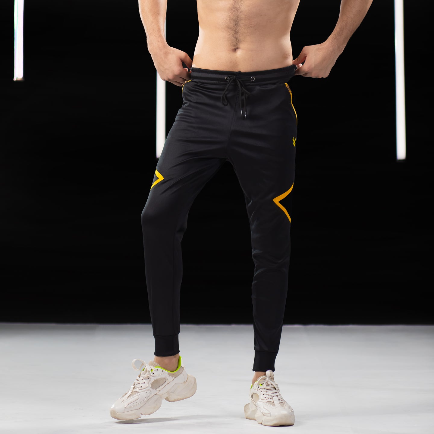 FIREOX Activewear Trouser, Black Yellow, D3, 2024