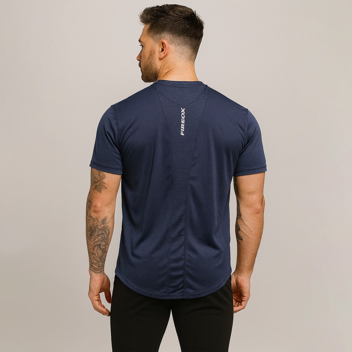 FIREOX Men’s Side Slit Hybrid T Shirt, Navy Blue, D1, 2025