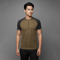 FIREOX Men’s Lycra Interlock Zip-up T-shirt, Olive, 2025