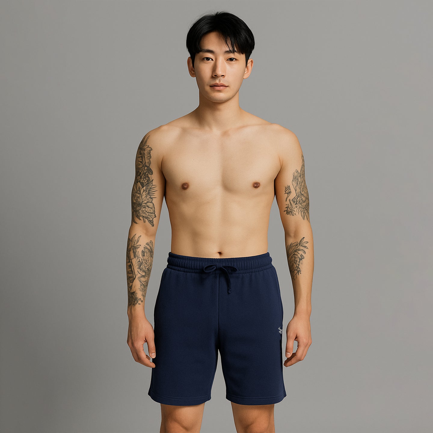 FIREOX MEN Cotton Terry Shorts, Navy Grey, D3, 2025