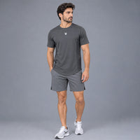 FIREOX Mens Side Slit Hybrid T Shirt, Grey, D1, 2026