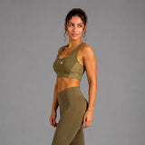 Fireox Sports Bra, Green Beige