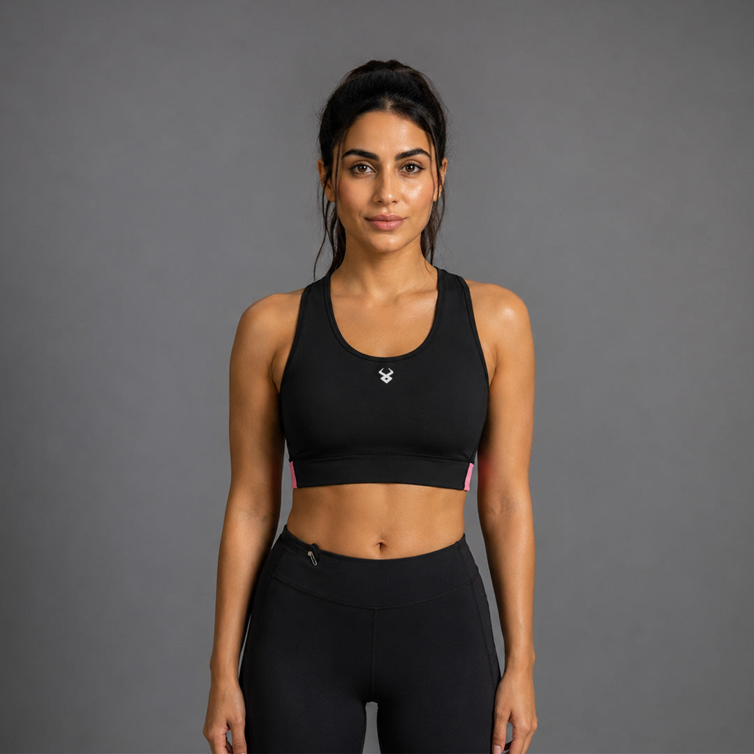 Fireox Sports Bra, Black Pink