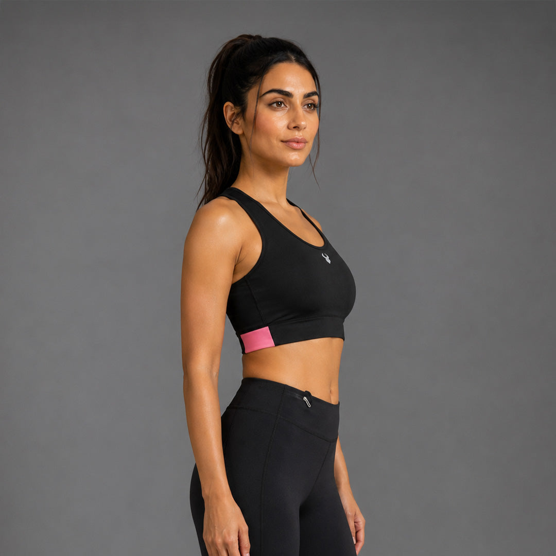 Fireox Sports Bra, Black Pink