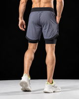 FIREOX Activewear Lycra Mesh Double Shorts, Charcoal Black, D2, 2026