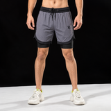 FIREOX Activewear Lycra Mesh Double Shorts, Charcoal Black, D2, 2026