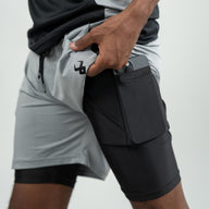 FIREOX Activewear Lycra Mesh Compression Shorts, Charcoal Black, D1, 2025