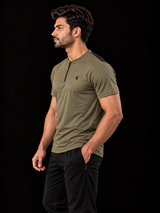 FIREOX Men’s zip-up T-shirt, Olive Green, 2026