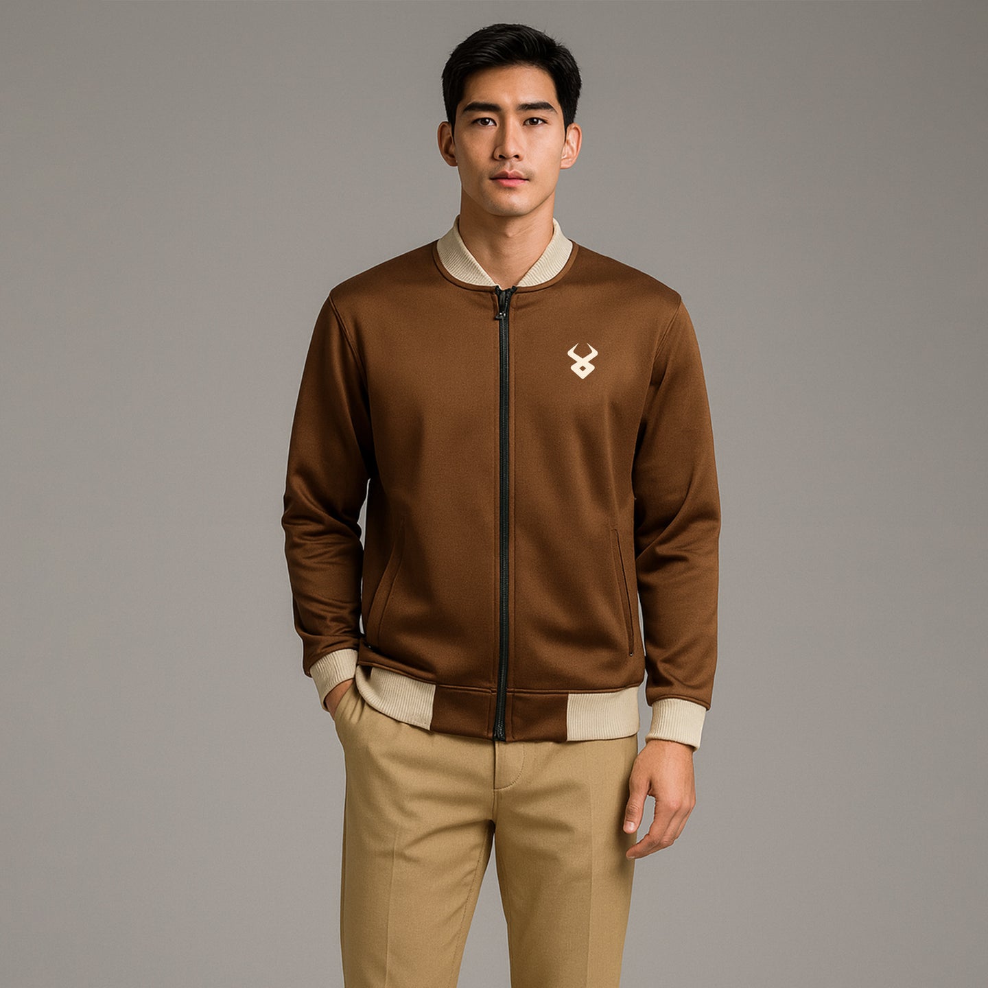 FIREOX MEN Zipper Jacket , Chocolate Light Brown, 2025