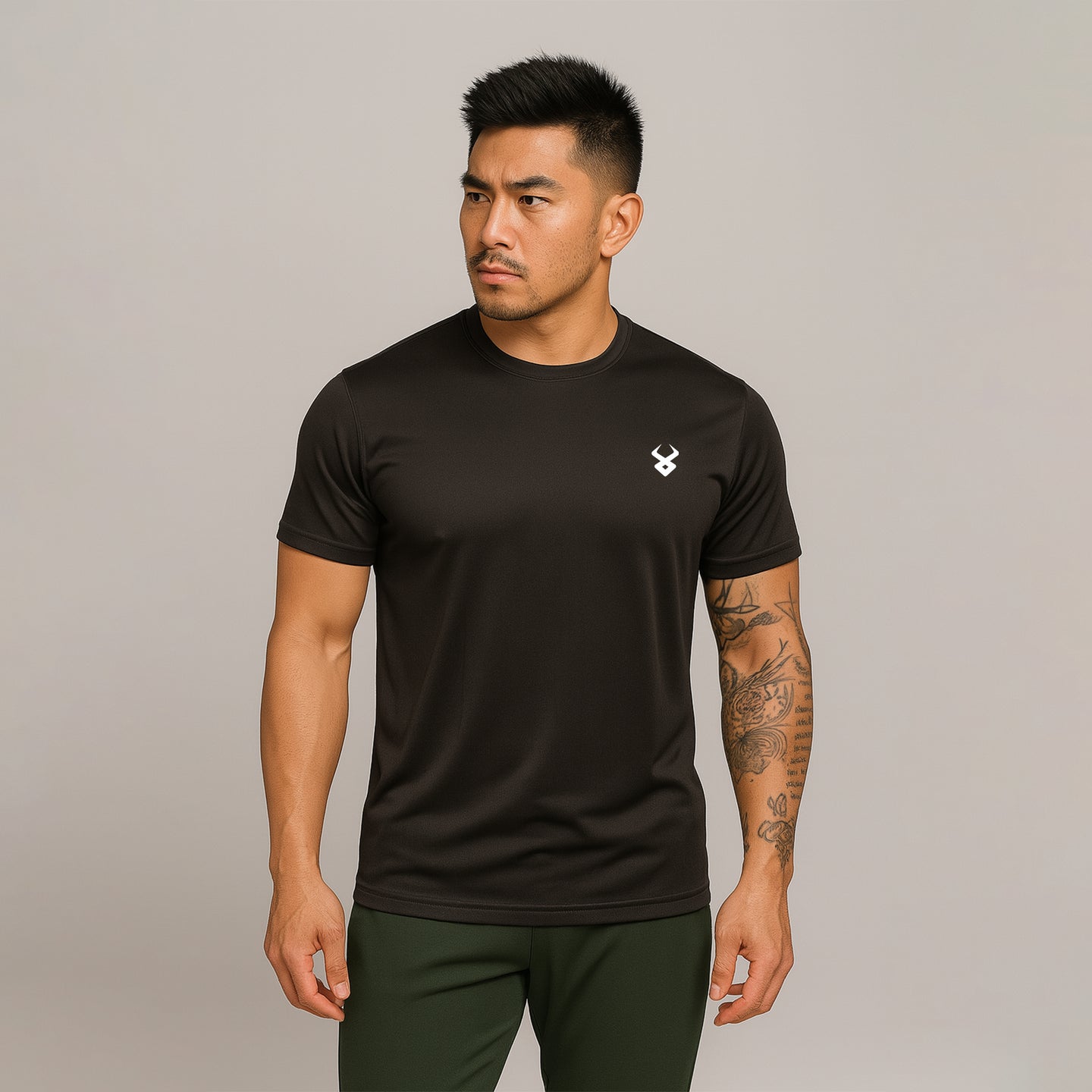 FIREOX Men’s Side Slit Hybrid T Shirt, Black & Brown , D2, 2025