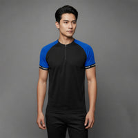 FIREOX Men’s Lycra Interlock Zip-Up T-Shirt – Royal Blue, 2025
