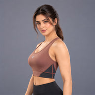 Fireox Sports Bra, Dark Brown Black
