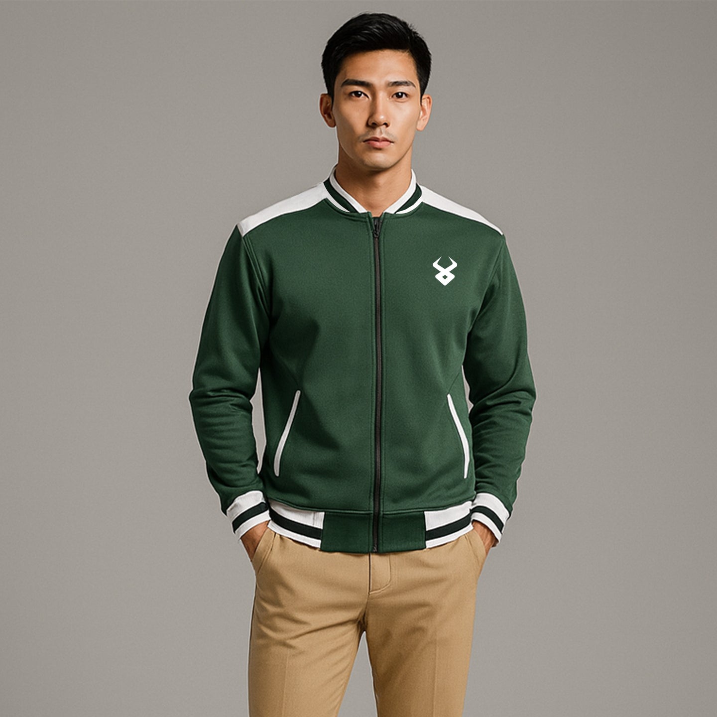 FIREOX MEN Zipper Jacket , Green White, 2025