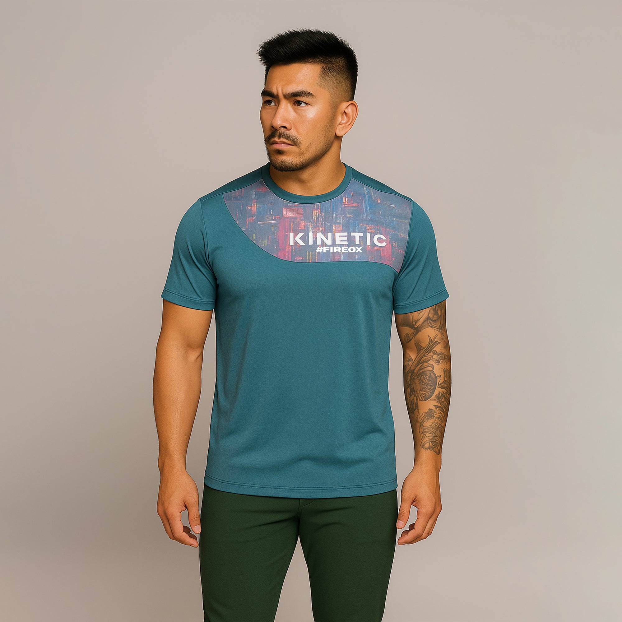 FIREOX Men’s Kinetic Actifit T-Shirt, Petroleum, D2, 2025