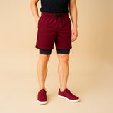 FIREOX Activewear Double Shorts, Maroon Black, D1, 2025