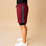 FIREOX Activewear Double Shorts, Maroon Black, D1, 2025