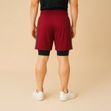 FIREOX Activewear Double Shorts, Maroon Black, D1, 2025