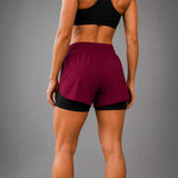 FIREOX Women Double Shorts, Maroon-1, 2026