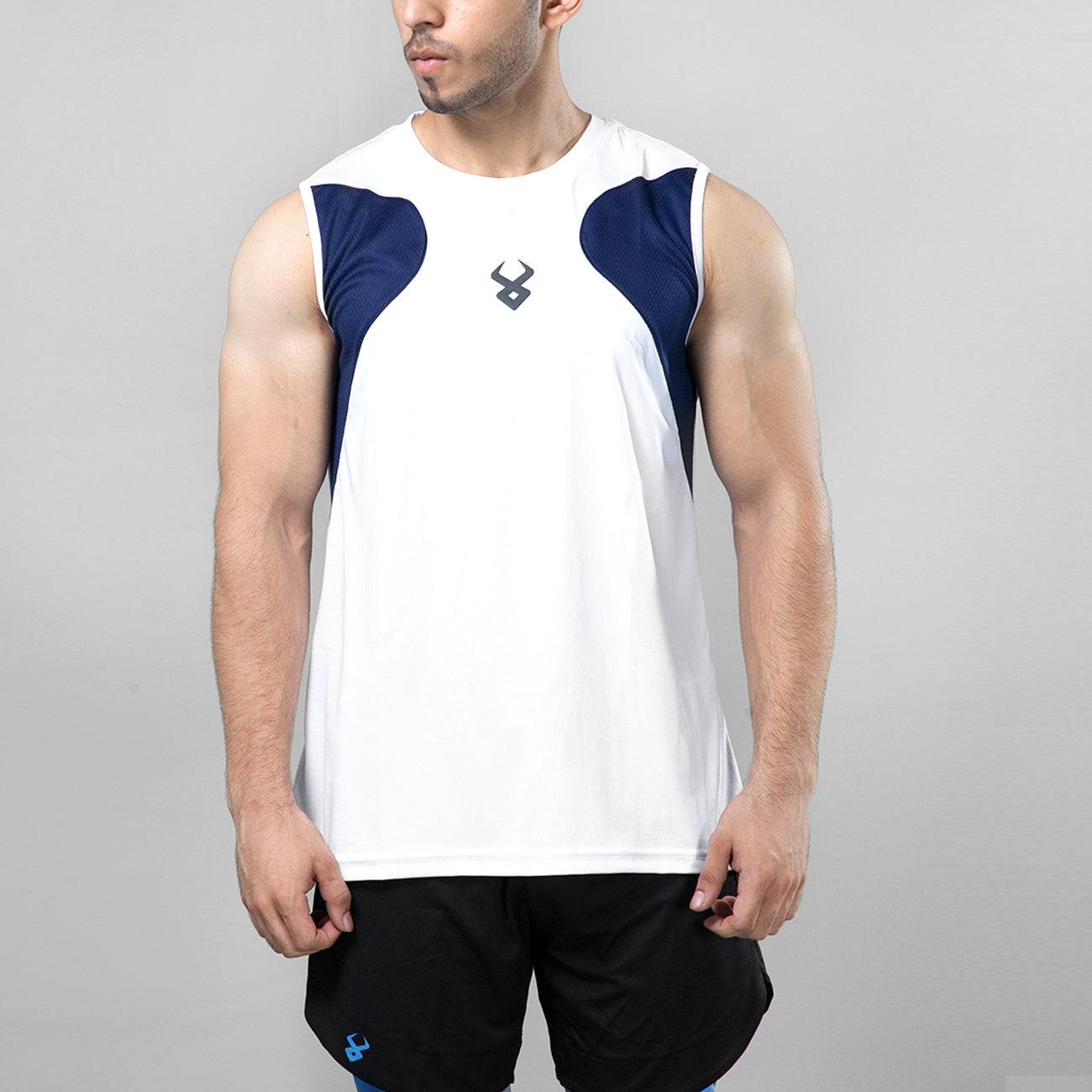 FIREOX Actifit Training Tank Top, White Navy Blue