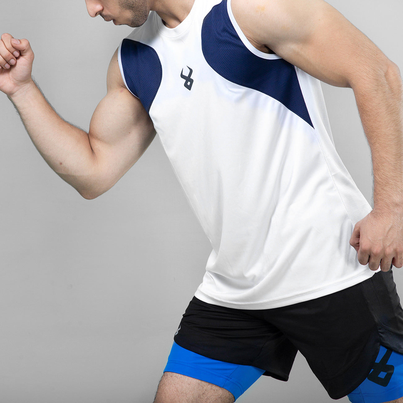 FIREOX Actifit Training Tank Top, White Navy Blue