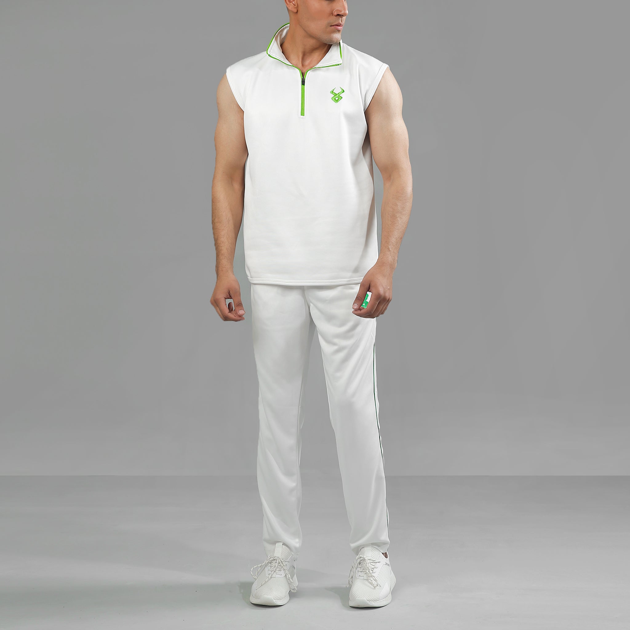 FIREOX Sleeveless Sweater, White Green