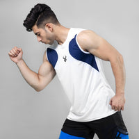 FIREOX Actifit Training Tank Top, White Navy Blue
