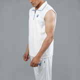 FIREOX Sleeveless Sweater, White Blue