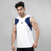 FIREOX Actifit Training Tank Top, White Navy Blue