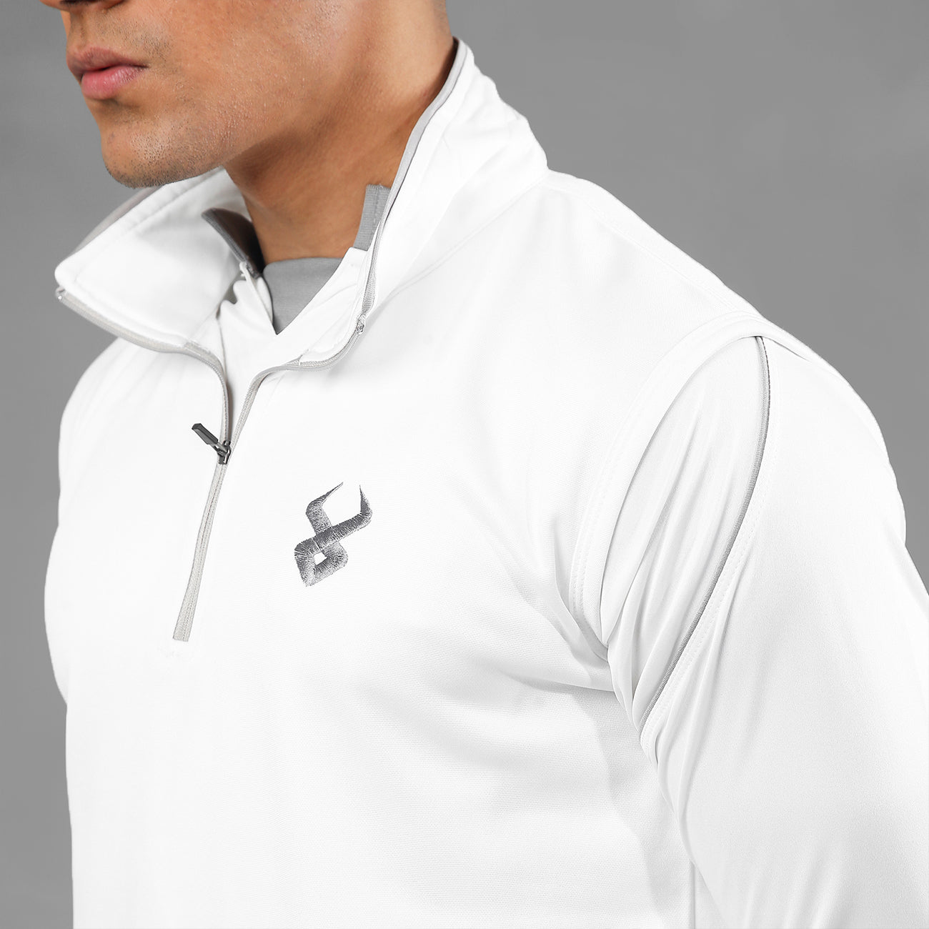 FIREOX Sleeveless Sweater, White Silver