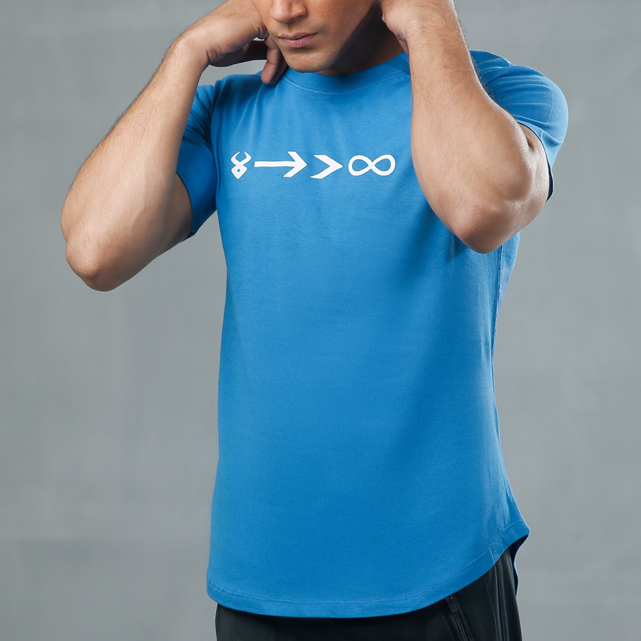 FIREOX Cotton T-Shirt, Half Sleeves, Round Neck, Blue