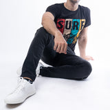 FIREOX Cotton T-Shirt, Half Sleeves, Round Neck, Black, D2