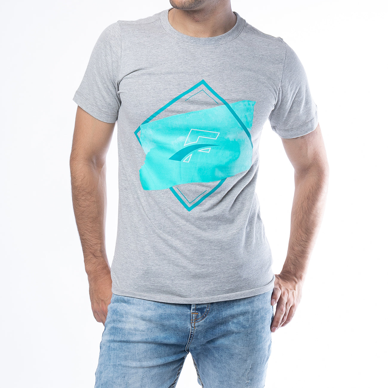 FIREOX Cotton T-Shirt, Half Sleeves, Round Neck, Grey, D1