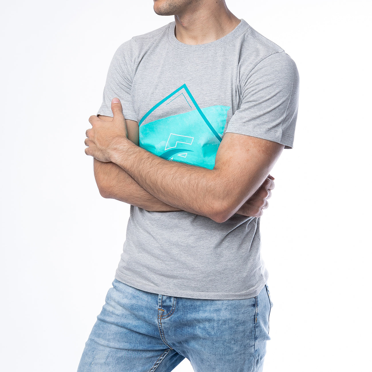 FIREOX Cotton T-Shirt, Half Sleeves, Round Neck, Grey, D1