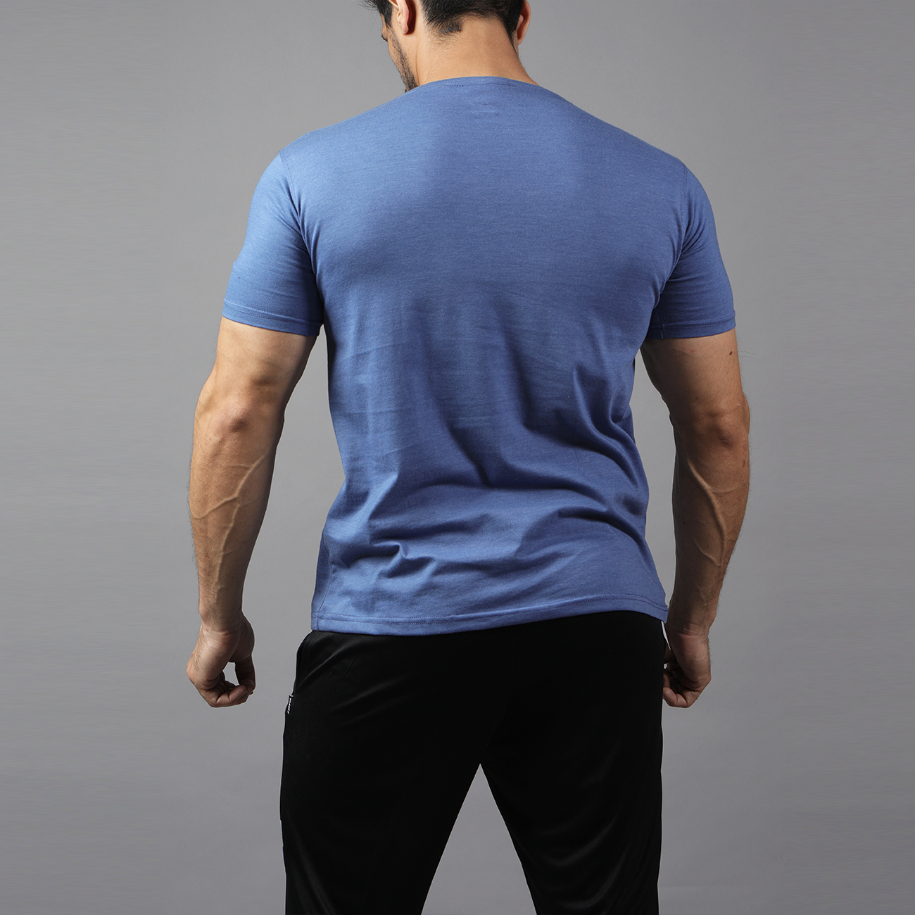 FIREOX Cotton T Shirt, V neck, Light Blue