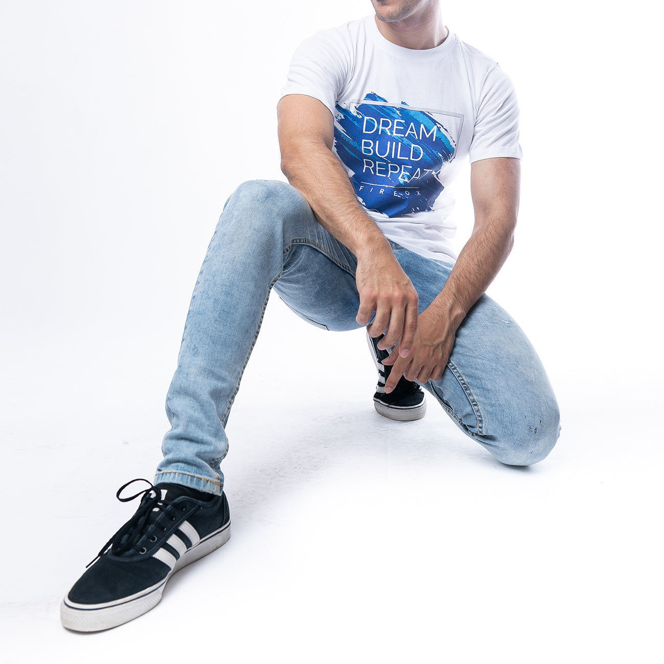 FIREOX Cotton T-Shirt, Half Sleeves, Round Neck, White, D1